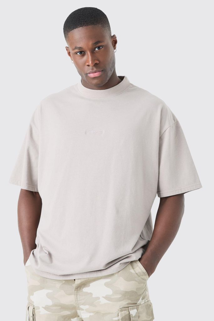 Men's Man Oversized Washed T-Shirt - Beige - S, Beige