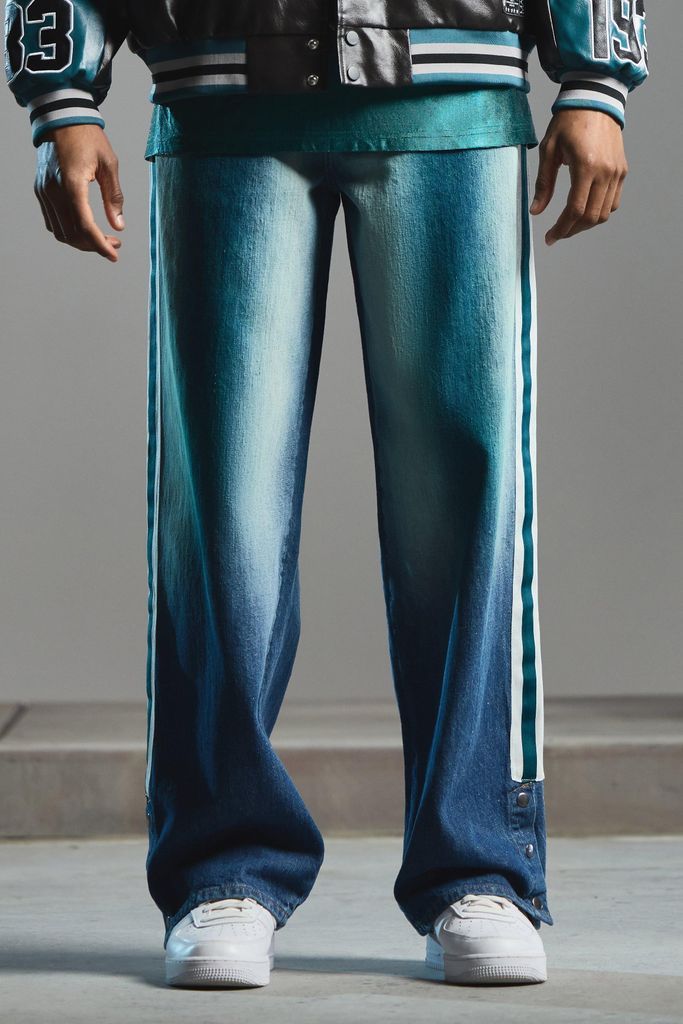 Men's Nfl Eagles Baggy Rigid Popper Hem Tinted Jeans - Blue - 28R, Blue