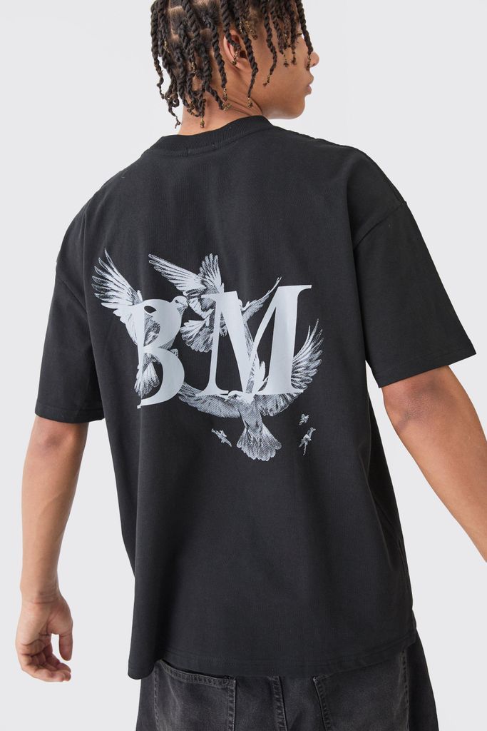 Men's Oversized Bm Graphic T-Shirt - Black - S, Black