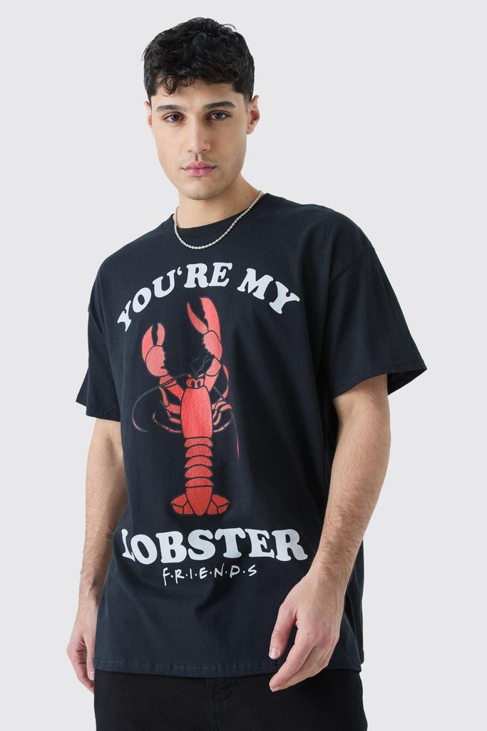 Men's Oversized Friends Lobster License T-Shirt - Black - S, Black