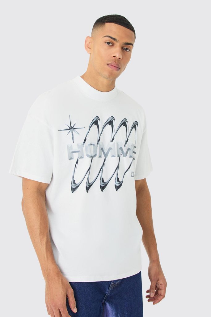 Men's Oversized Ofcl Graphic T-Shirt - White - S, White