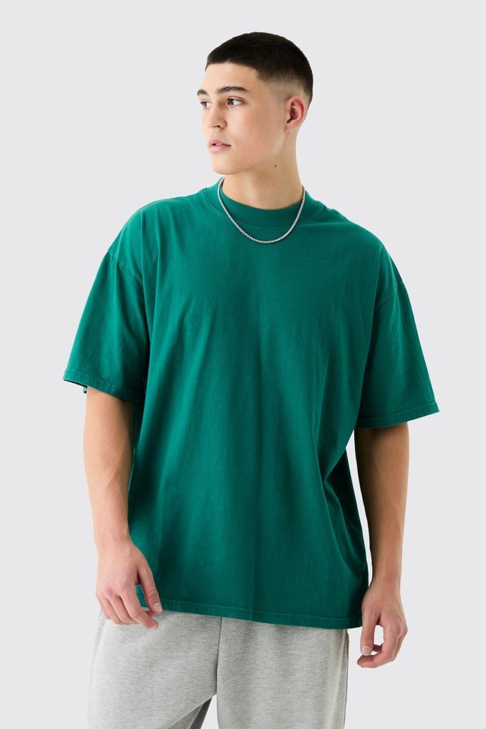 Men's Oversized Washed T-Shirt - Green - S, Green