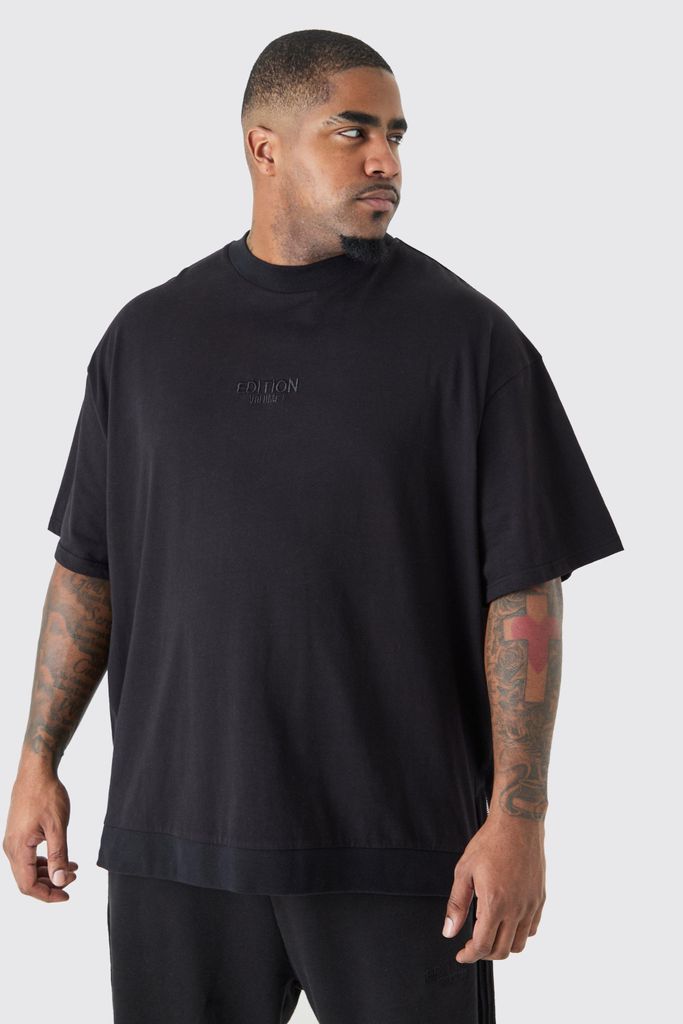 Men's Plus Edition Oversized Heavyweight Zip Hem T-Shirt - Black - Xxxl, Black