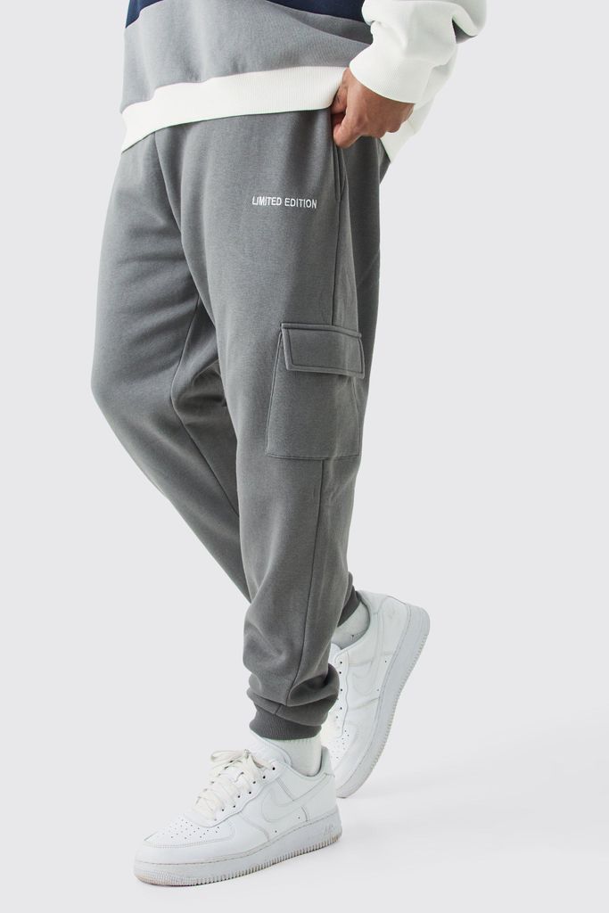 Men's Plus Limited Edition Skinny Fit Cargo Jogger - Grey - Xxxl, Grey