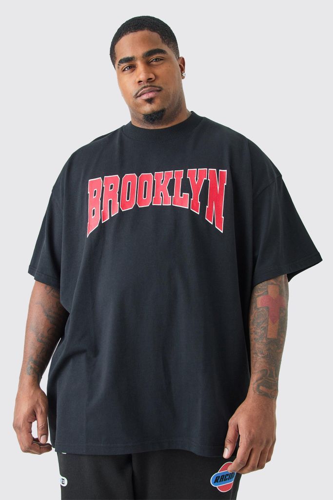 Men's Plus Oversized Extended Neck Brooklyn T-Shirt - Black - Xxxl, Black
