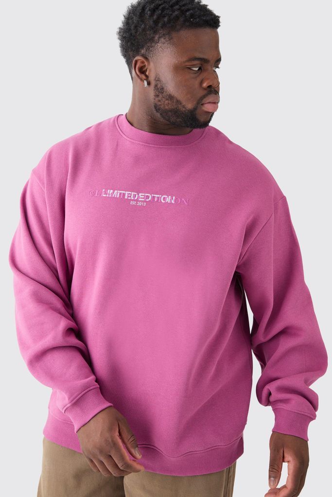 Men's Plus Oversized Extended Neck Limited Sweatshirt - Pink - Xxxl, Pink