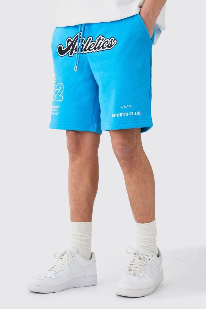Men's Regular Varsity Applique Shorts - Blue - S, Blue