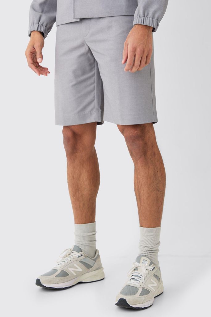 Men's Slim Fit Tailored Shorts - Grey - 28, Grey