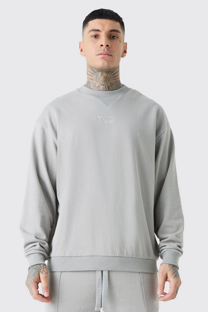 Men's Tall Edition Oversized Extended Neck Heavyweight Sweatshirt - Grey - S, Grey