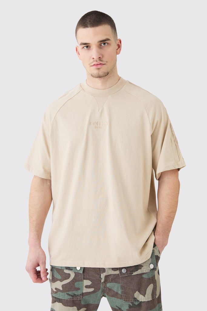 Men's Tall Edition Oversized Heavyweight Pin Tuck T-Shirt - Beige - S, Beige