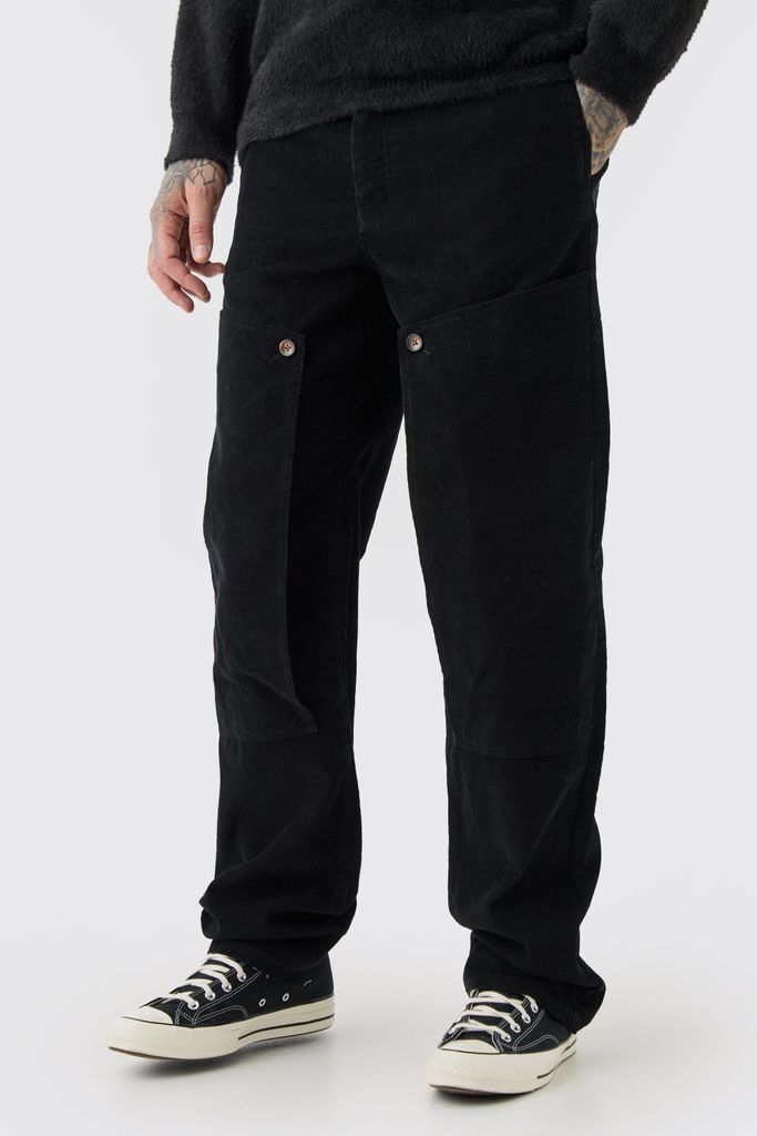 Men's Tall Fixed Waist Cord Relaxed Carpenter Trouser - Black - 30, Black