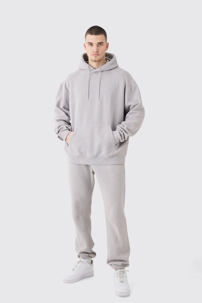 Men's Tall Man Signature All Over Print Hoodie Tracksuit - Grey - S, Grey