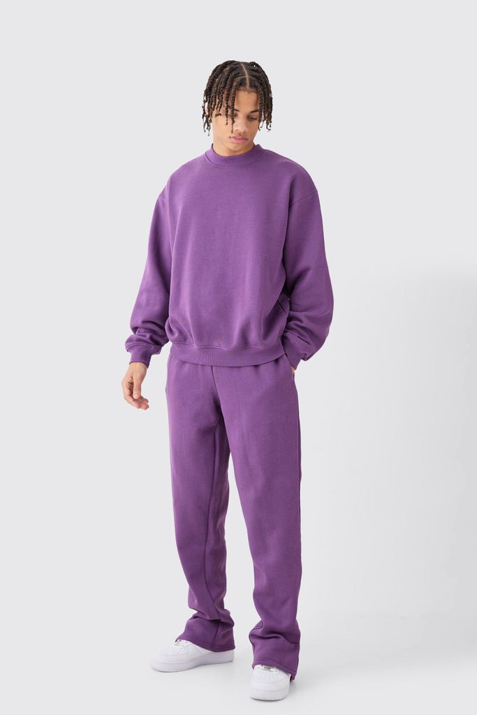 Men's Tall Oversized Boxy Sweatshirt Tracksuit - Purple - S, Purple