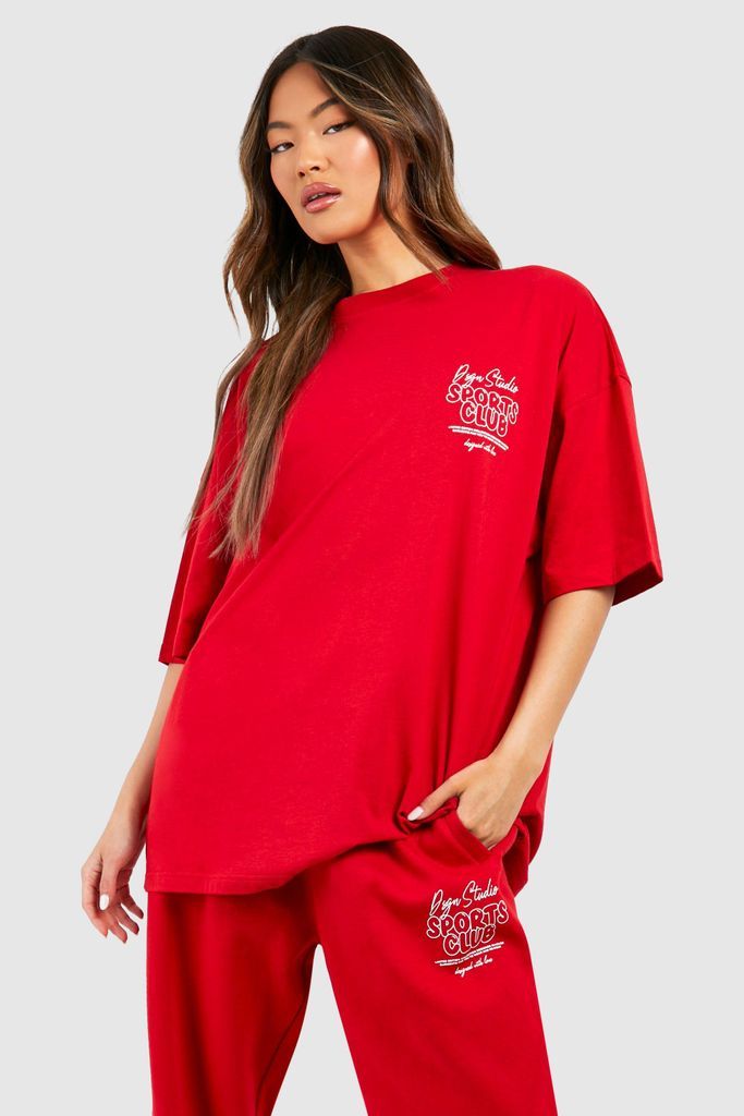 Womens Dsgn Studio Bubble Print Oversized T-Shirt - Red - S, Red