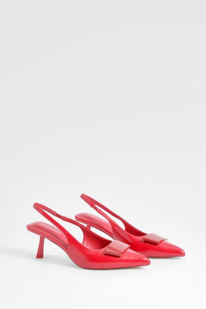 Womens Low Slingback Point Heeled Courts - Red - 3, Red