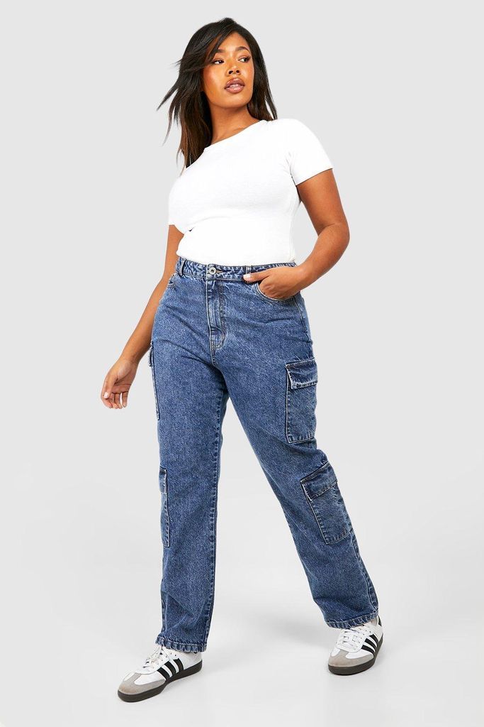 Womens Plus Basics Slim Cargo Jeans - Grey - 16, Grey