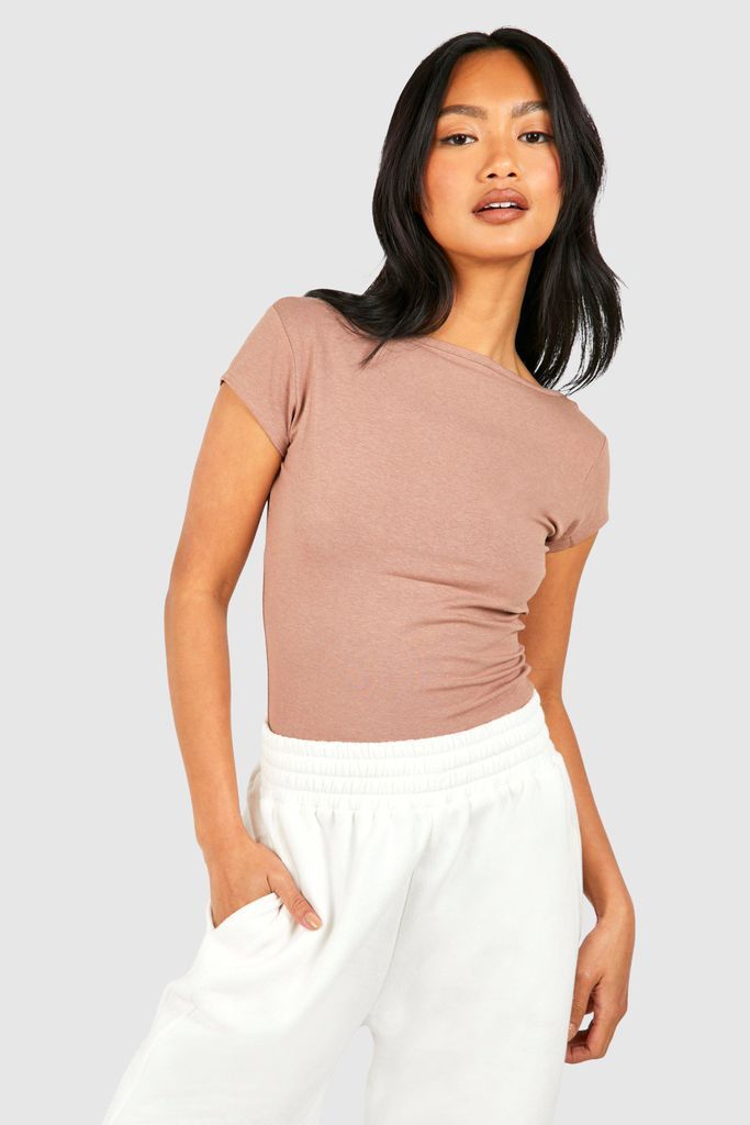 Womens Premium Super Soft Cap Sleeve Backless Top - Beige - 6, Beige
