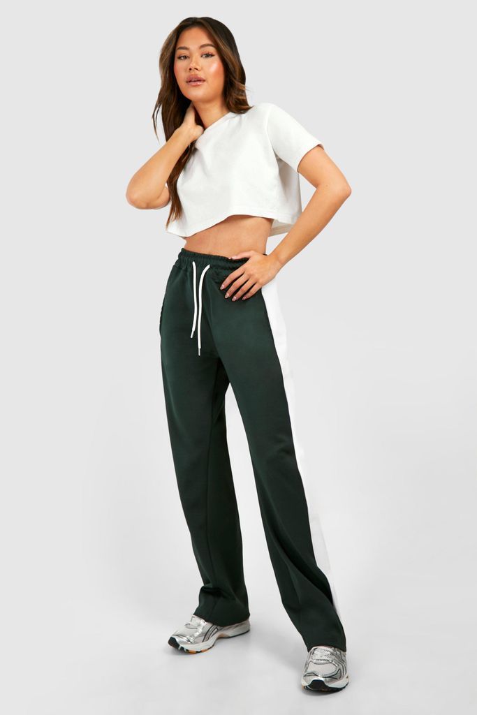 Womens Side Stripe Relaxed Fit Tricot Joggers - Green - 6, Green