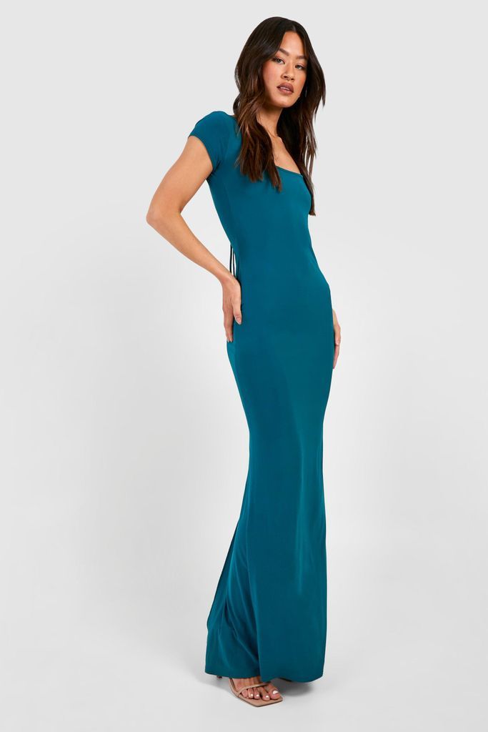 Womens Tall Slinky Cap Sleeve Open Back Maxi Dress - Blue - 8, Blue