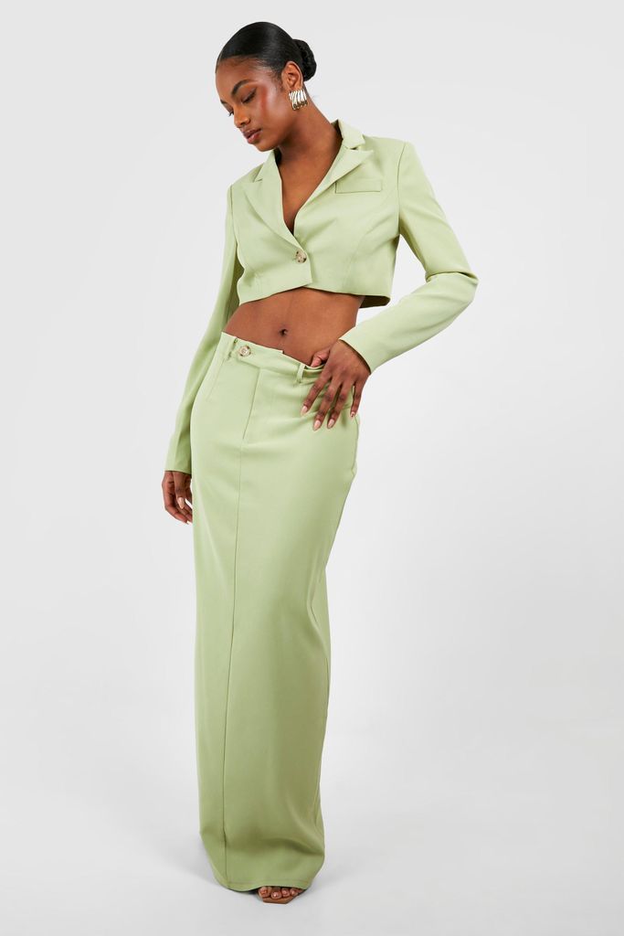 Womens Tall Woven Tailored Maxi Skirt - Green - 8, Green