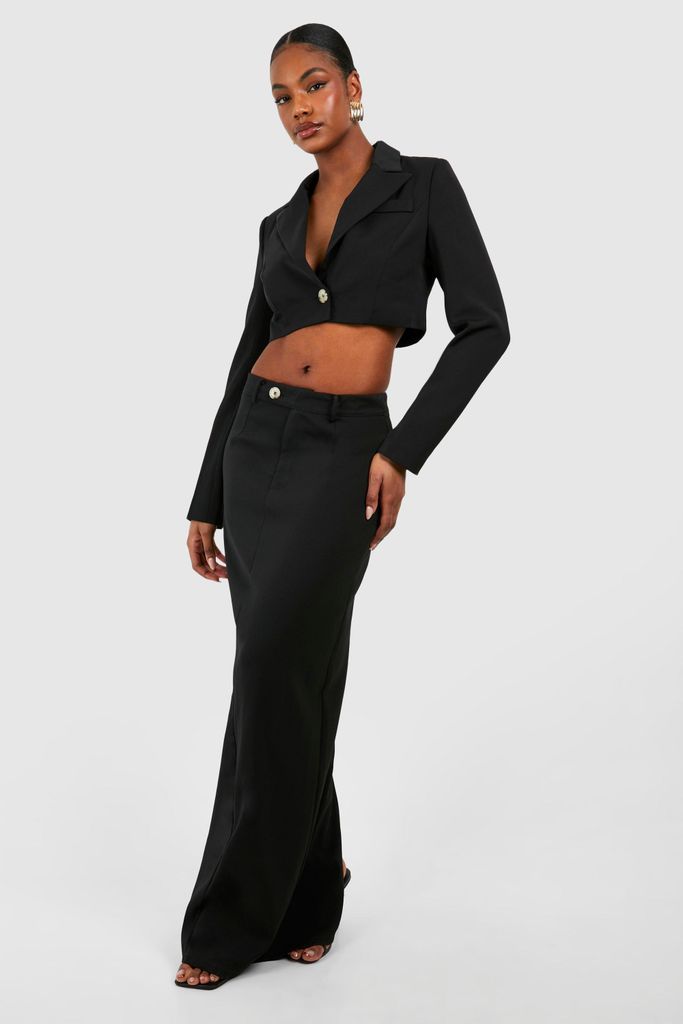 Womens Tall Woven Tailored Maxi Skirt - Black - 8, Black