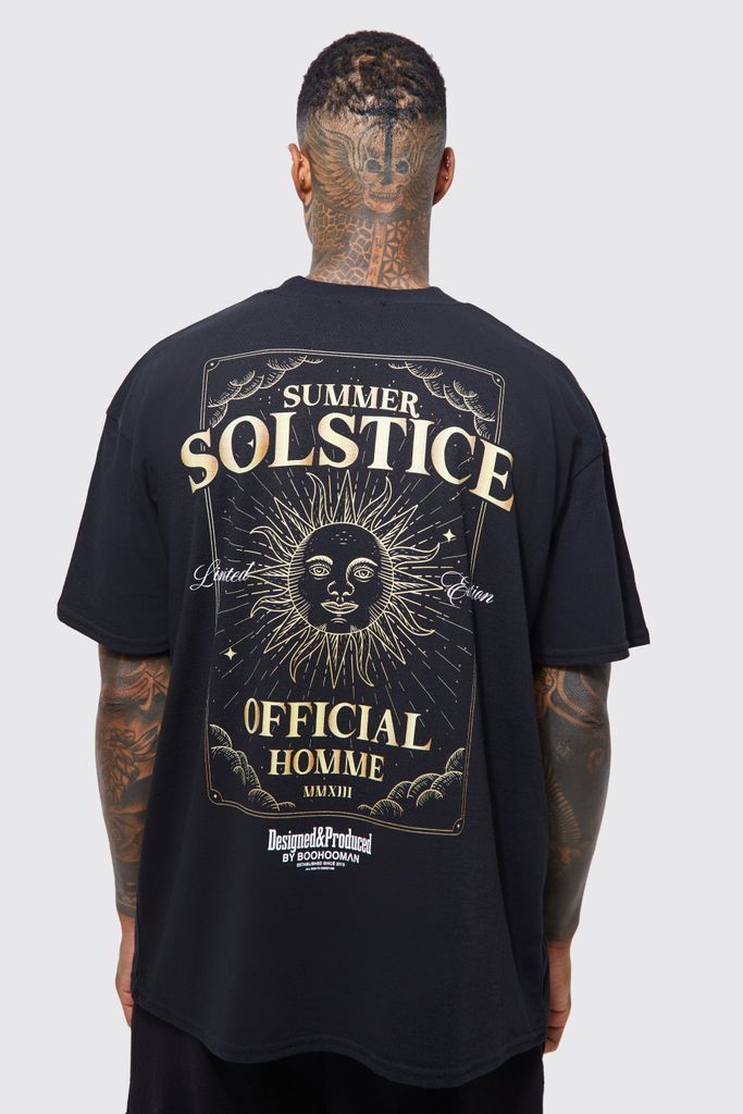 Men's Oversized Summer Solstice Back Graphic T-Shirt - Black - Xs, Black