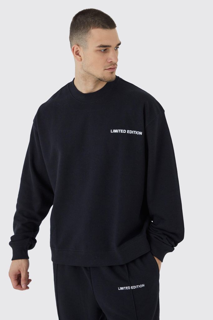 Men's Tall Oversized Boxy Loopback Sweatshirt - Black - S, Black