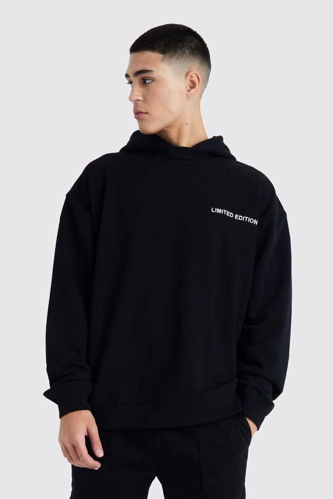 Men's Oversized Loopback Hooded Sweatshirt - Black - S, Black