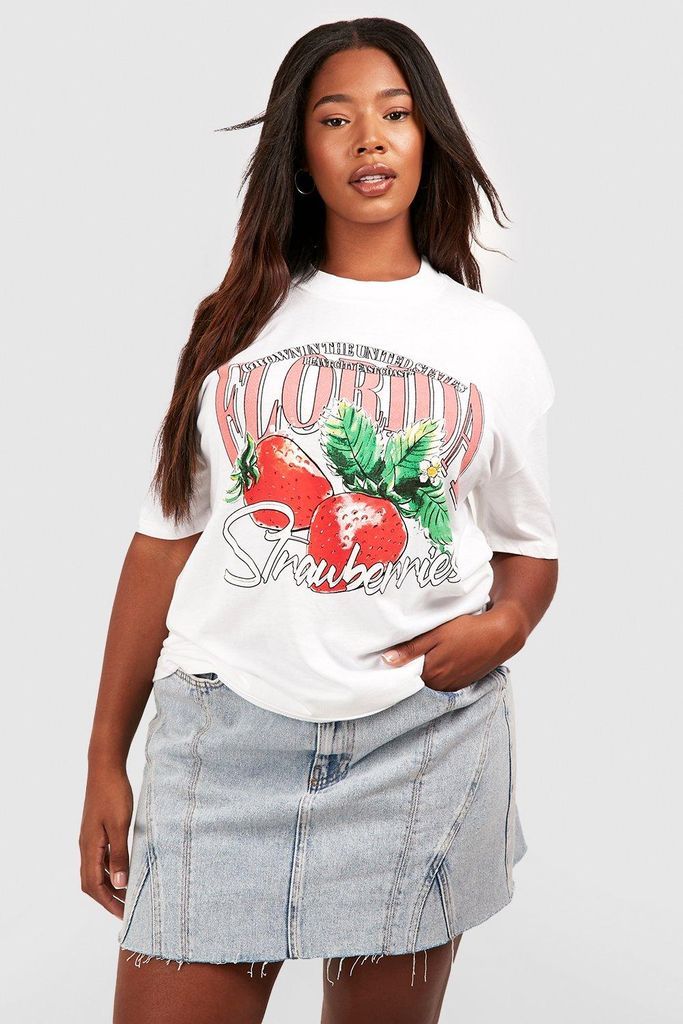 Womens Plus Florida Strawberry T-Shirt - White - 16, White