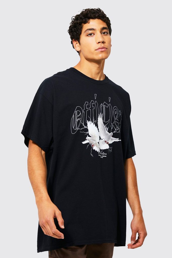 Men's Oversized Official Dove Graphic T-Shirt - Black - M, Black