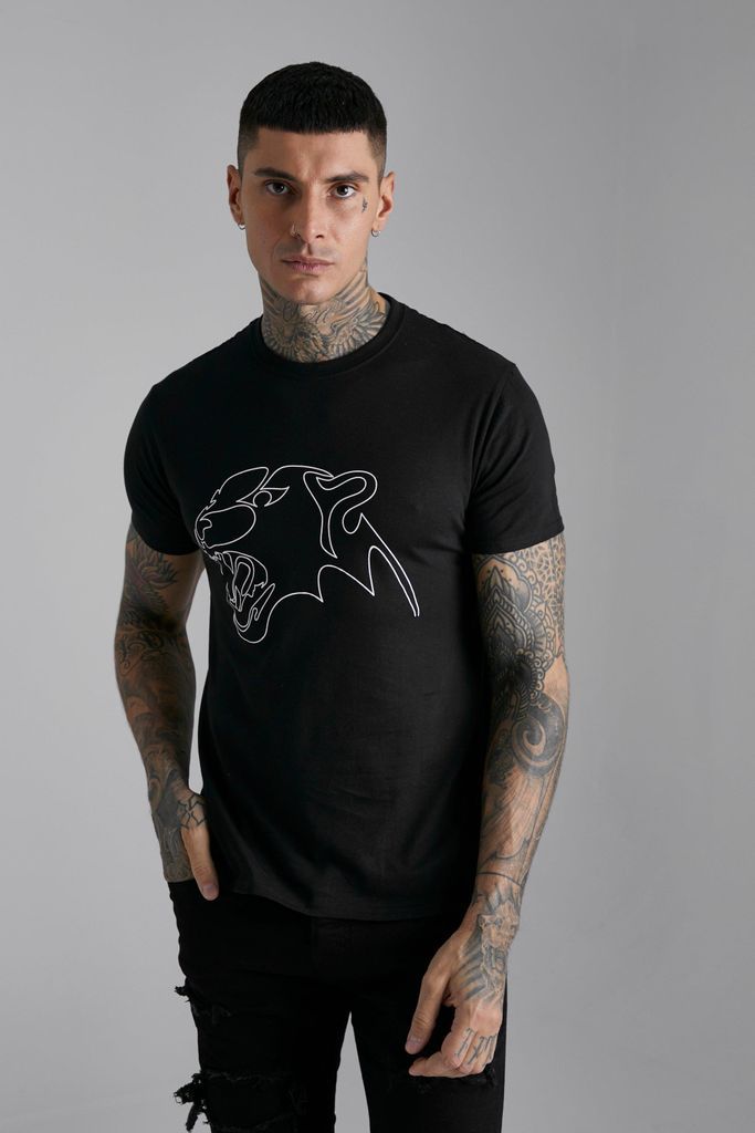 Men's Panther Line Graphic T-Shirt - Black - M, Black