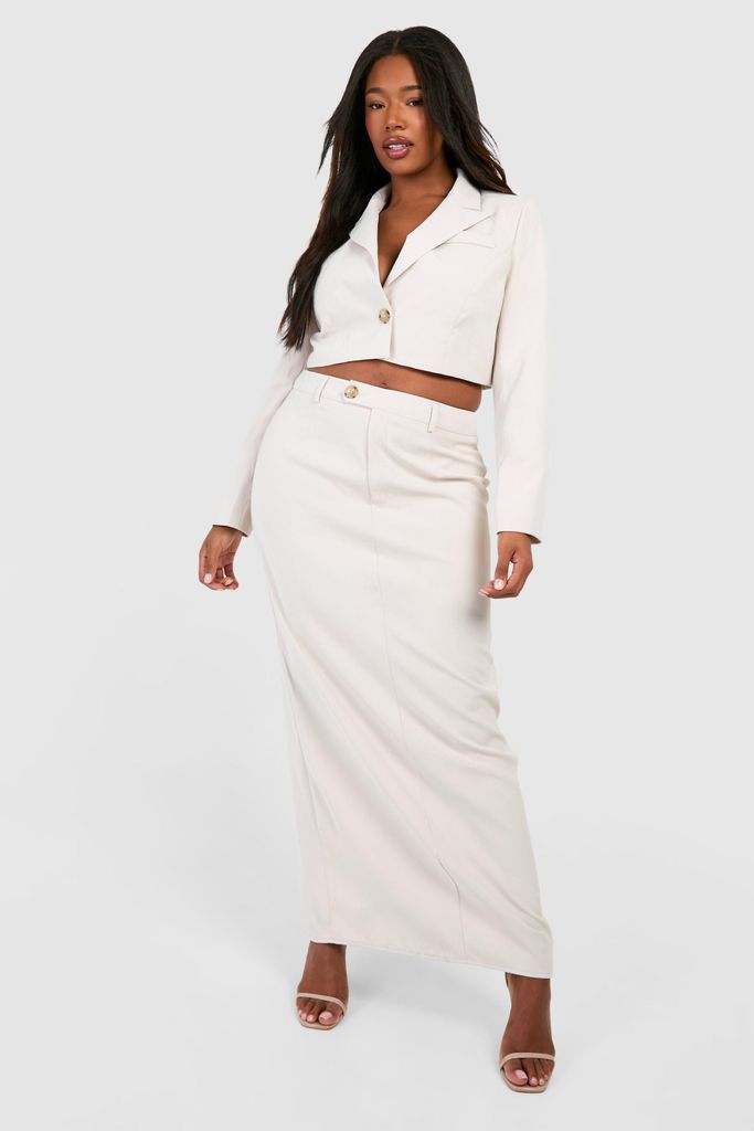 Womens Plus Column Split Back Maxi Skirt - Cream - 16, Cream