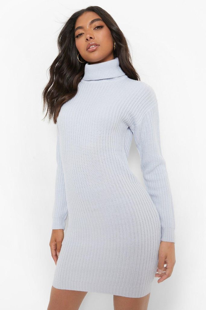 Womens Tall Basic Roll Neck Jumper Dress - Blue - 8, Blue