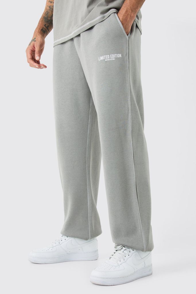 Men's Oversized Limited Edition Contrast Stitch Jogger - Grey - S, Grey