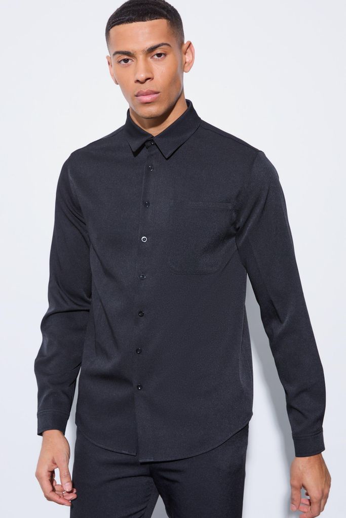 Men's Regular Fit Tailored Shirt - Black - 34, Black