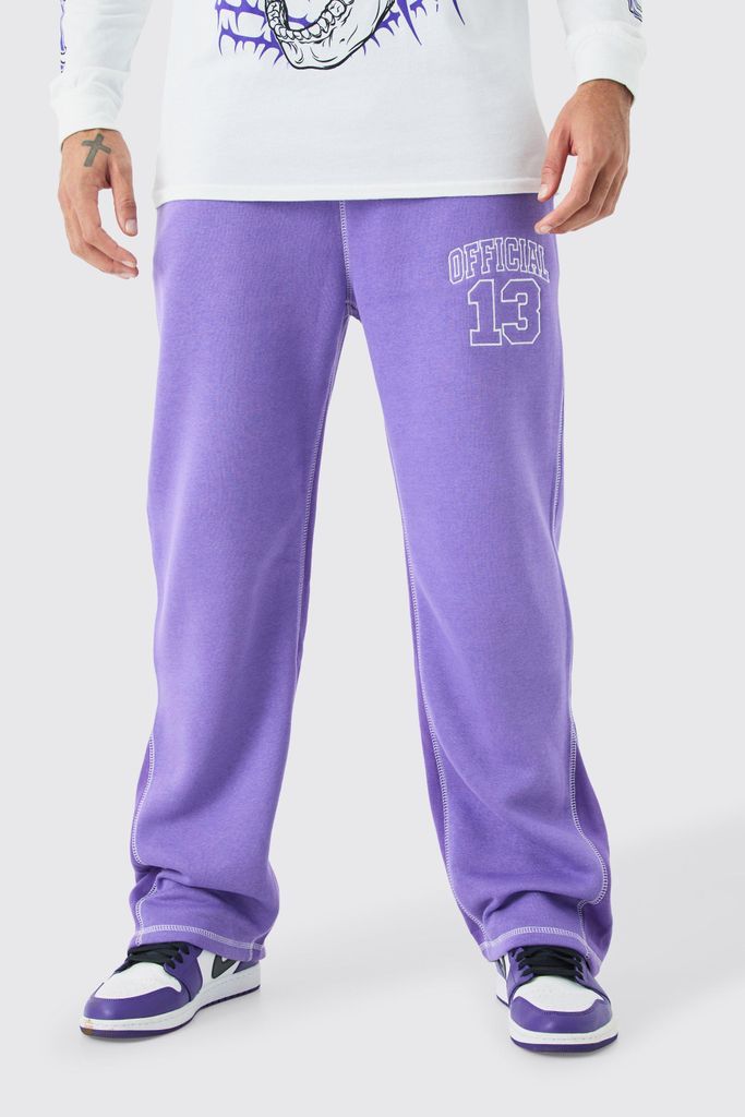 Men's Relaxed Official Contrast Stitch Gusset Jogger - Purple - S, Purple