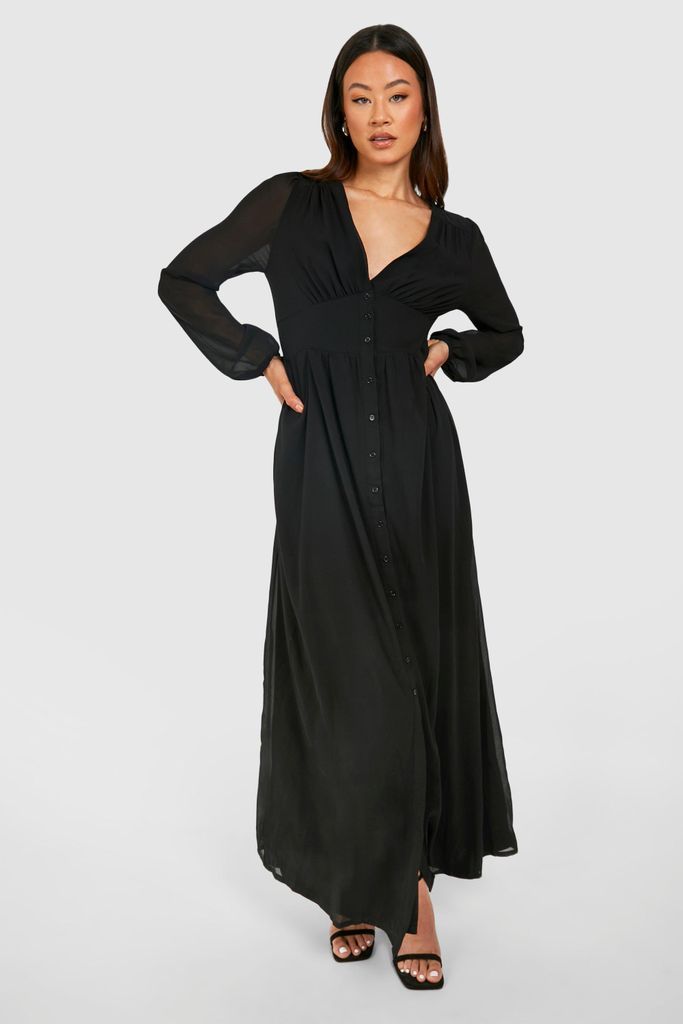 Womens Tall Chiffon Plunge Maxi Dress - Black - 8, Black