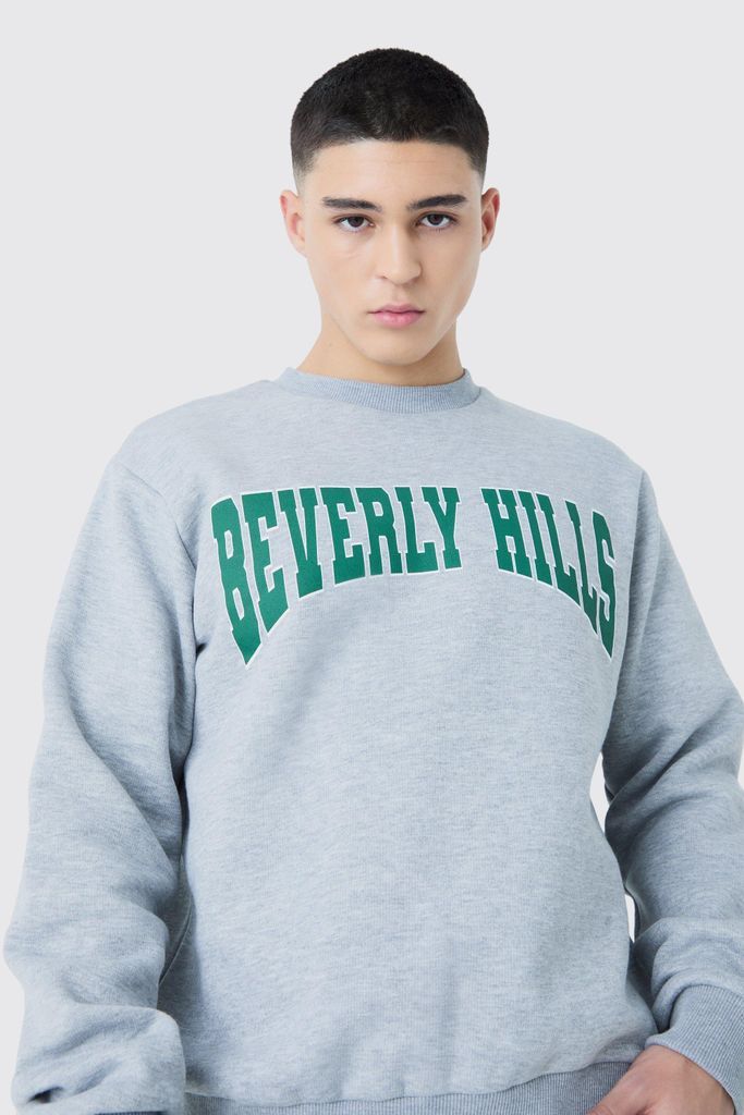 Men's Beverley Hills Varsity Sweatshirt - Grey - S, Grey