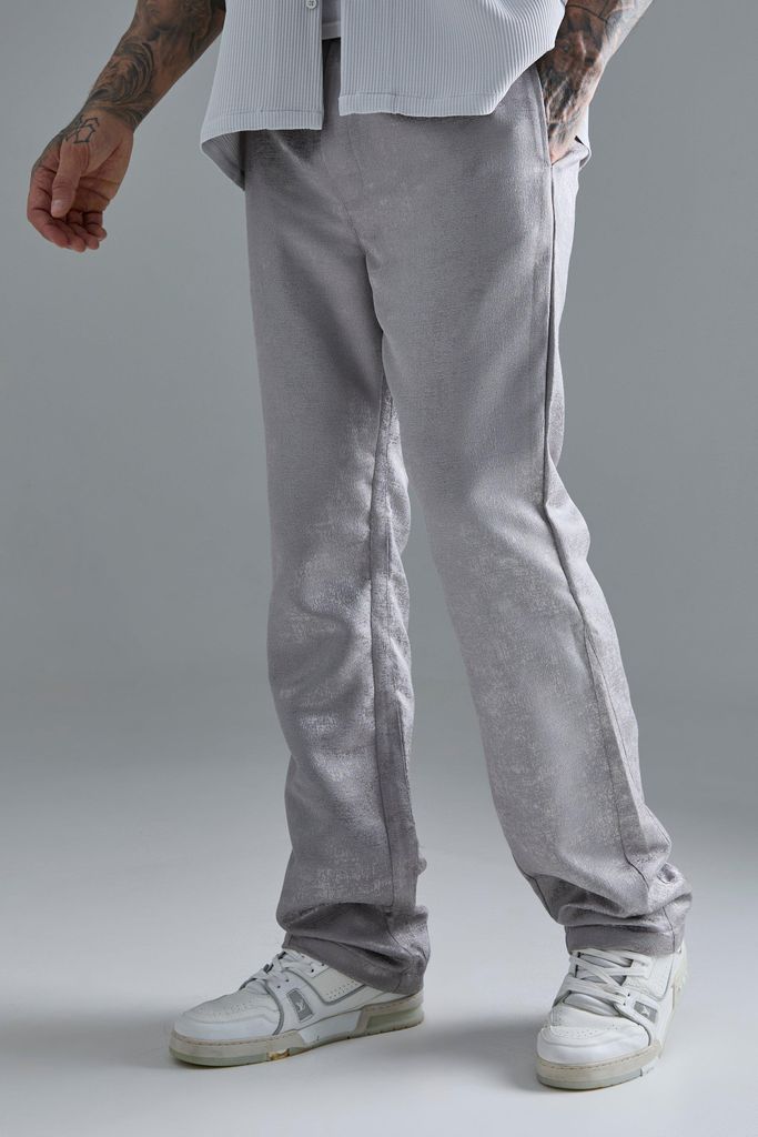 Men's Elasticated Waist Slim Gusset Texture Trouser - Beige - L, Beige