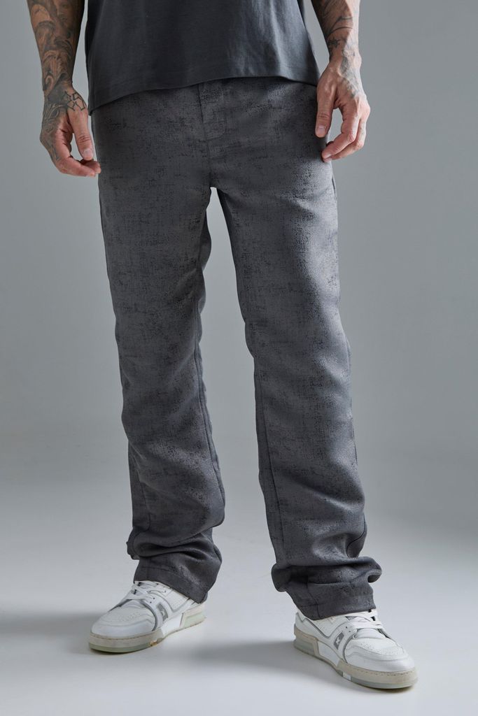 Men's Elasticated Waist Slim Gusset Texture Trouser - Grey - S, Grey