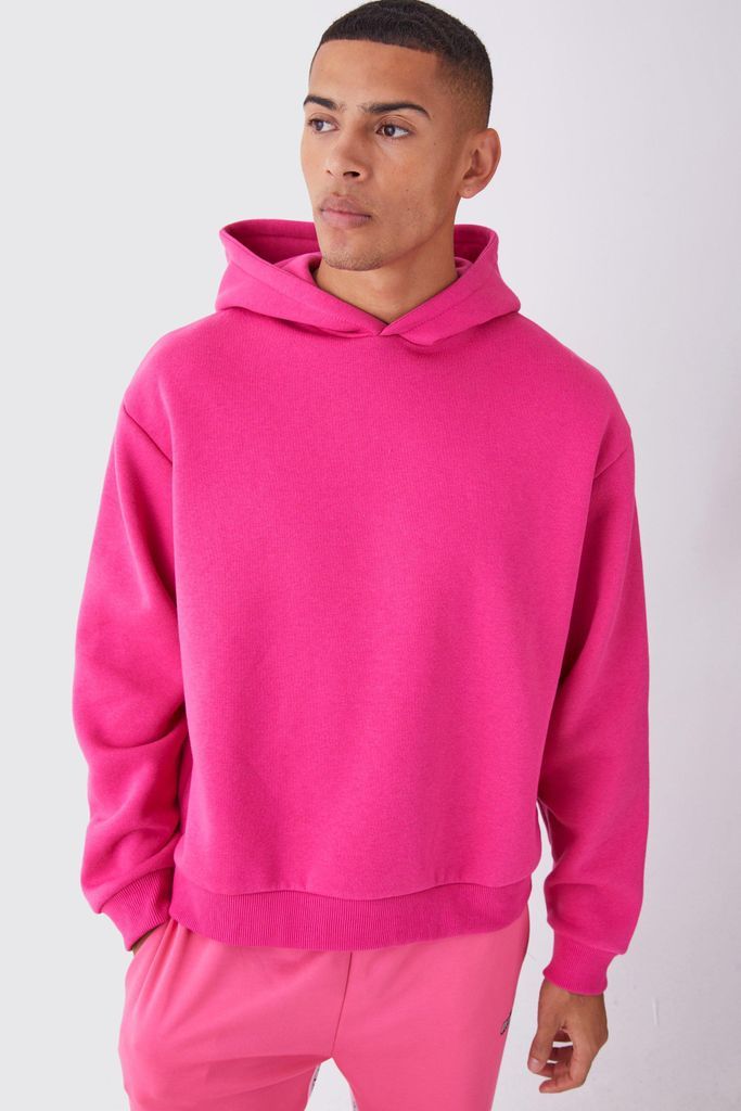 Men's Oversized Boxy Over The Head Hoodie - Pink - S, Pink
