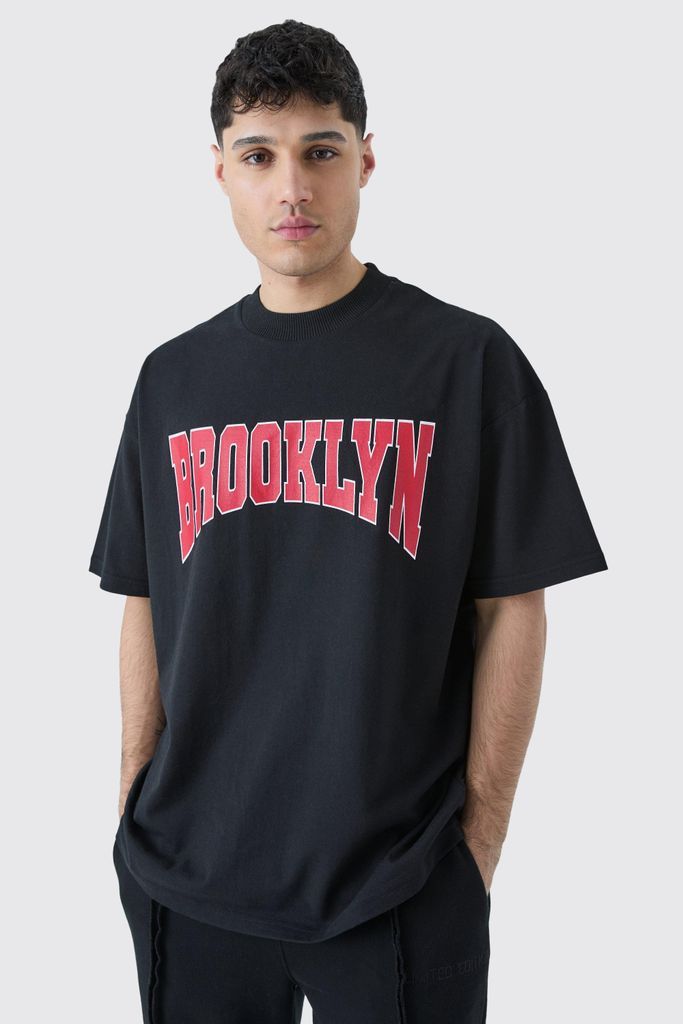 Men's Oversized Extended Neck Brooklyn T-Shirt - Black - S, Black