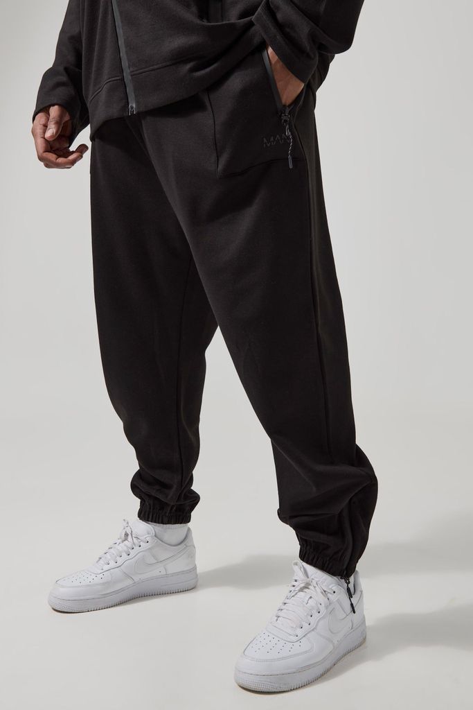 Men's Plus Man Active Tech Zip Hem Jogger - Black - Xxxl, Black