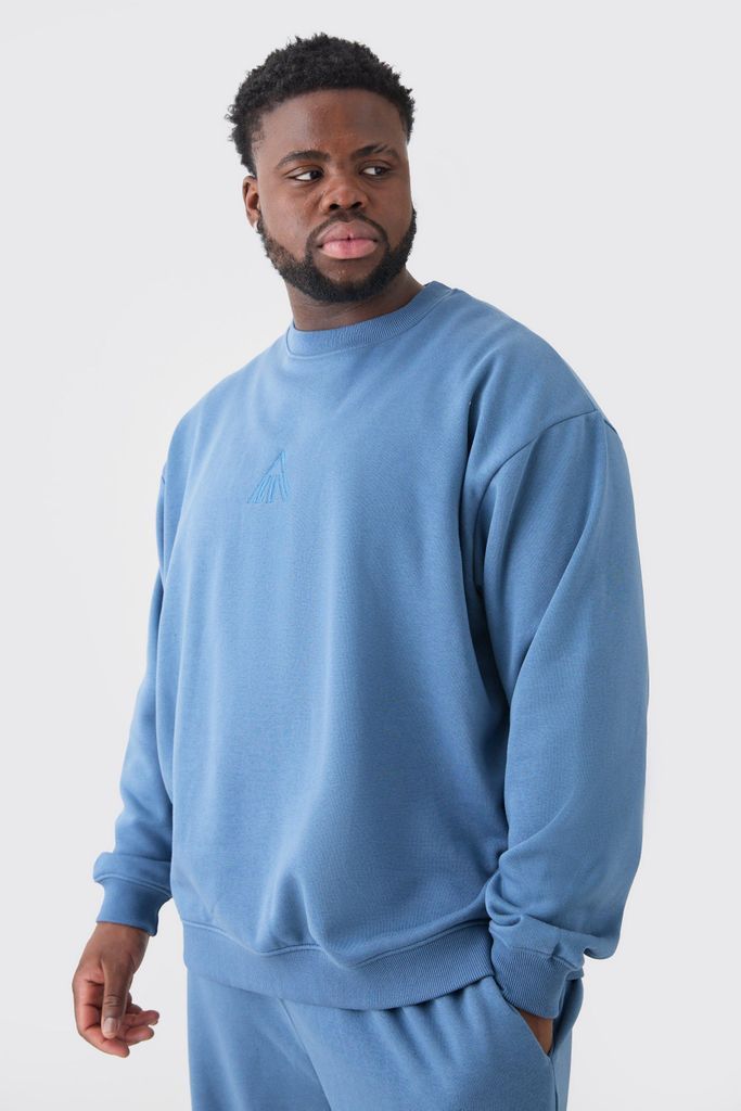 Men's Plus Man Oversized Extended Neck Sweatshirt - Blue - Xxxl, Blue