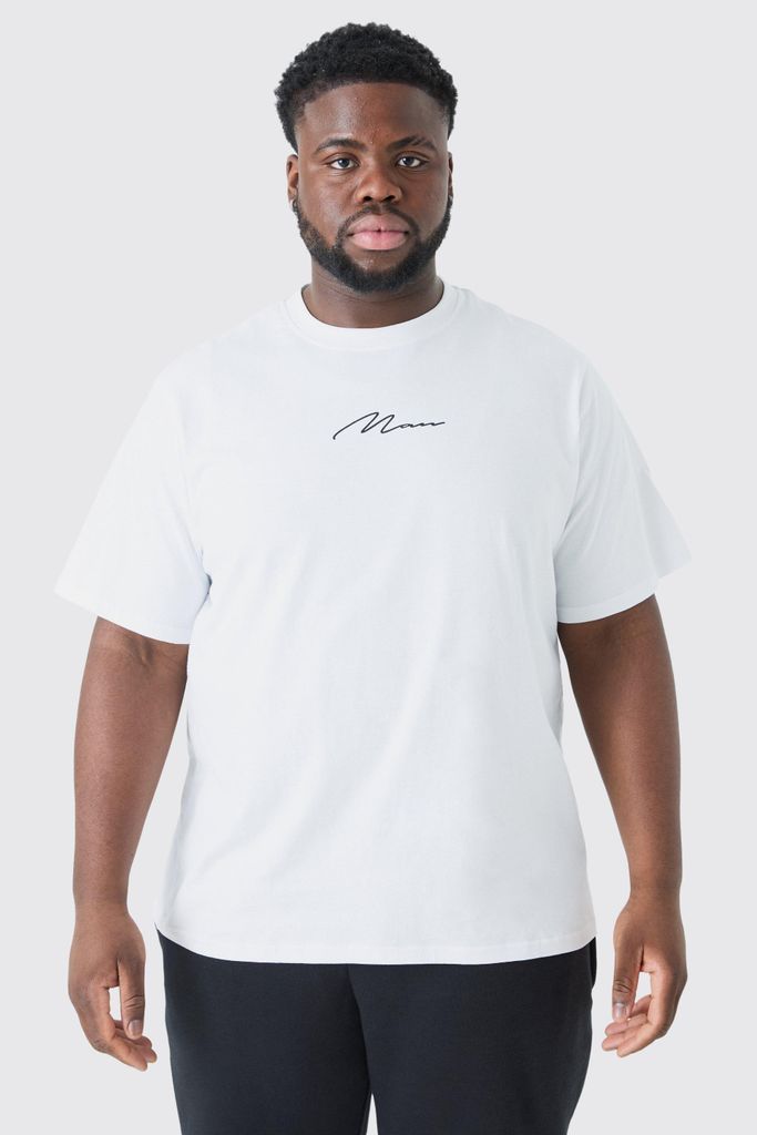 Men's Plus Man Signature Chest Print T-Shirt - White - Xxxl, White