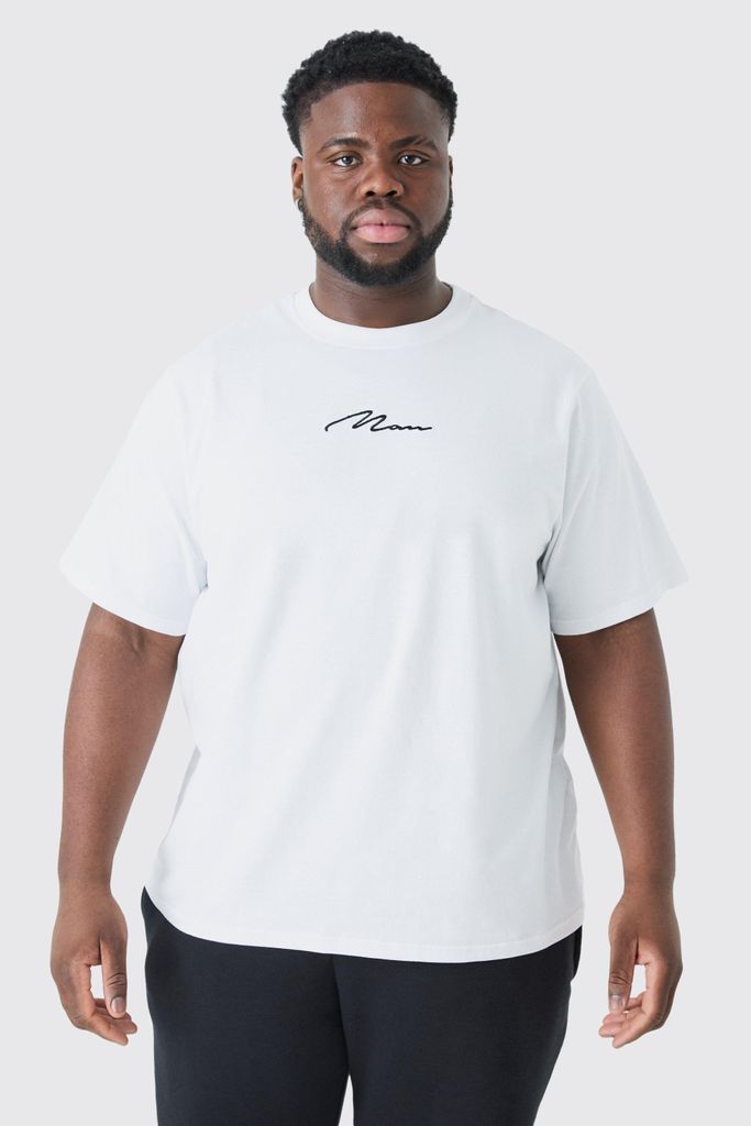 Men's Plus Man Signature Embroidered T-Shirt - White - Xxxl, White
