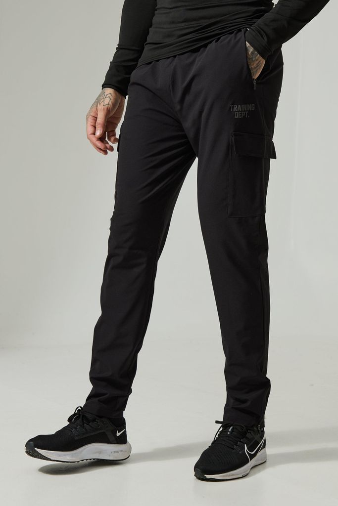 Men's Tall Active Training Dept Tapered Cargo Joggers - Black - S, Black