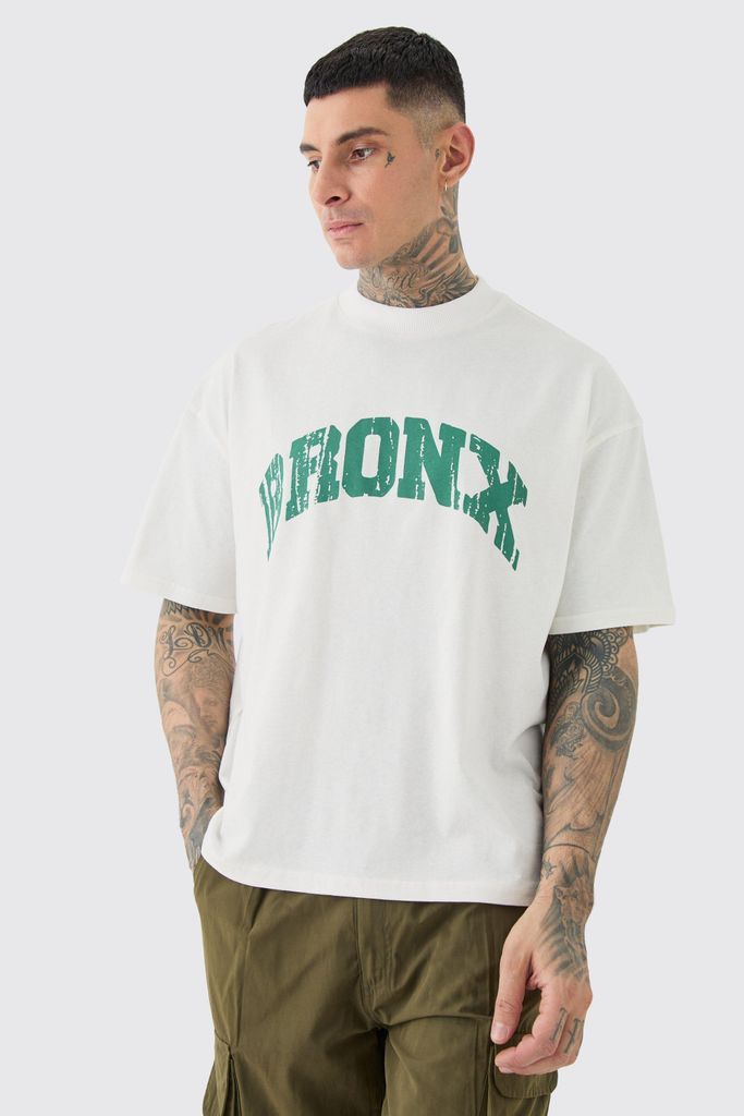 Men's Tall Oversized Boxy Extended Neck Bronx T-Shirt - Cream - S, Cream