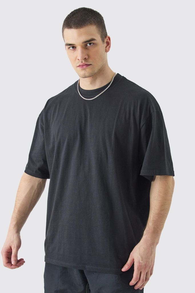 Men's Tall Oversized Crew Neck T-Shirt - Black - L, Black