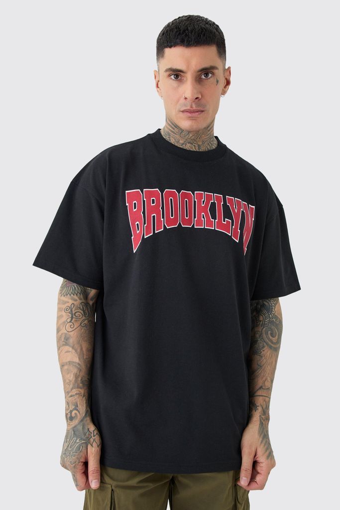Men's Tall Oversized Extended Neck Brooklyn T-Shirt - Black - S, Black